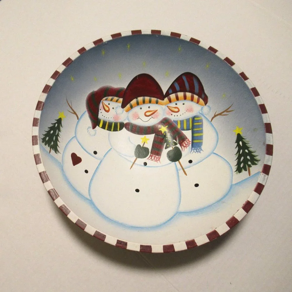 Wood Snowman Bowl